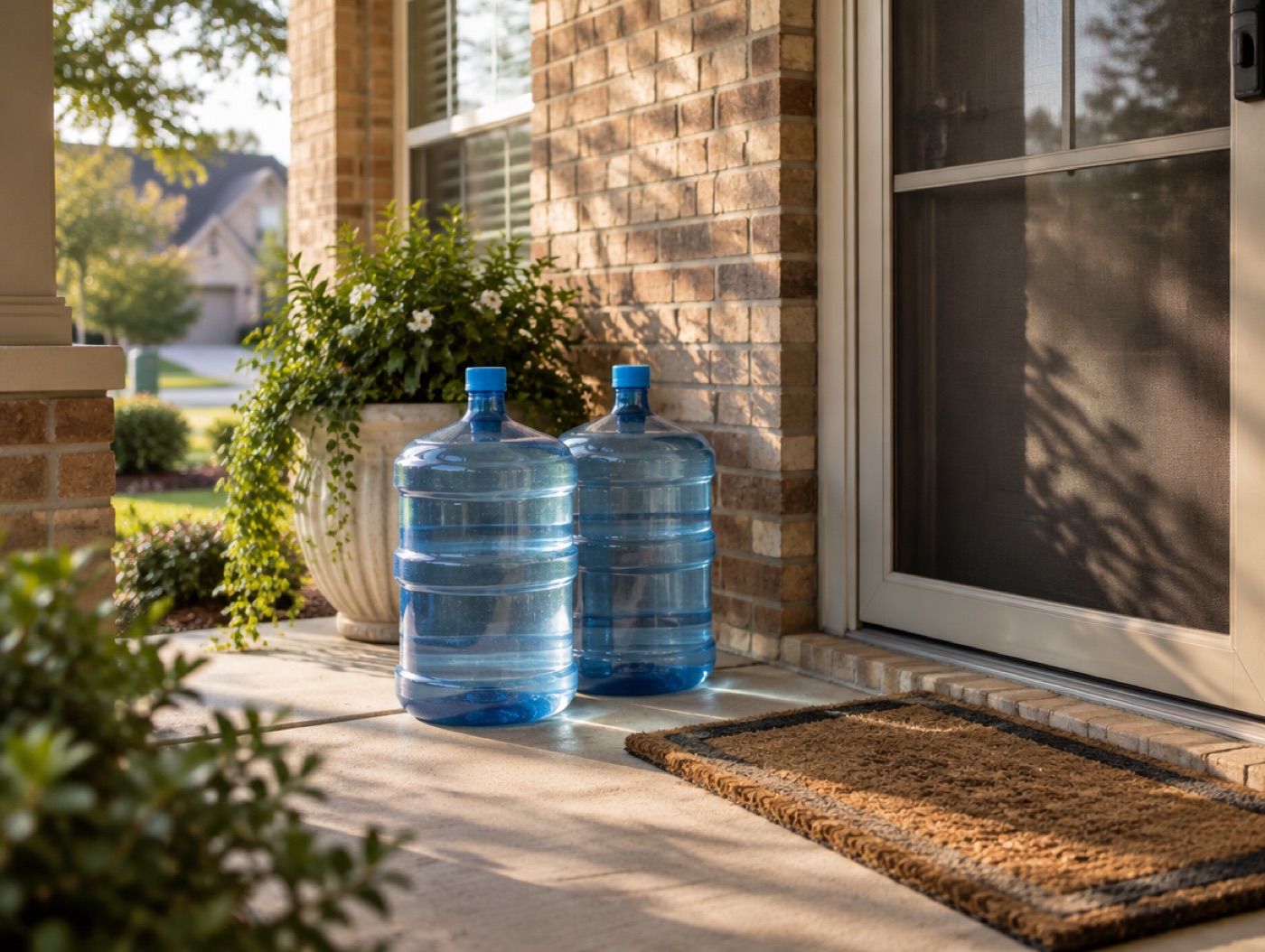 Bottles waiting at the front door